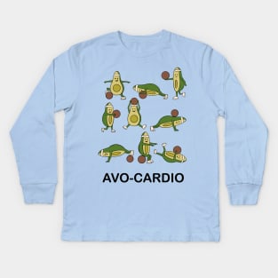 AVOCARDIO Avocado Cardio Funny Vegan Workout Gift Kids Long Sleeve T-Shirt